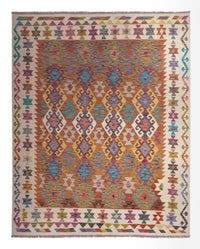 Tapis Kelim - Splash - 253 x 203 cm - multicolore