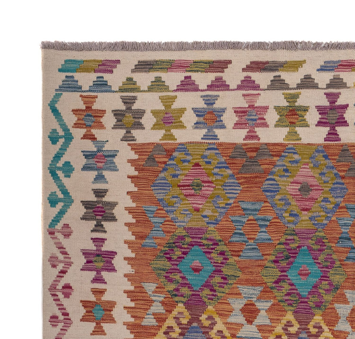 Tapis Kelim - Splash - 253 x 203 cm - multicolore