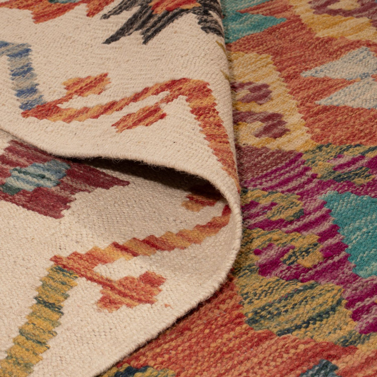 Tapis Kelim - Splash - 253 x 203 cm - multicolore