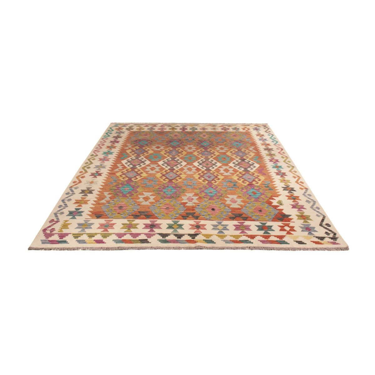 Tapis Kelim - Splash - 253 x 203 cm - multicolore