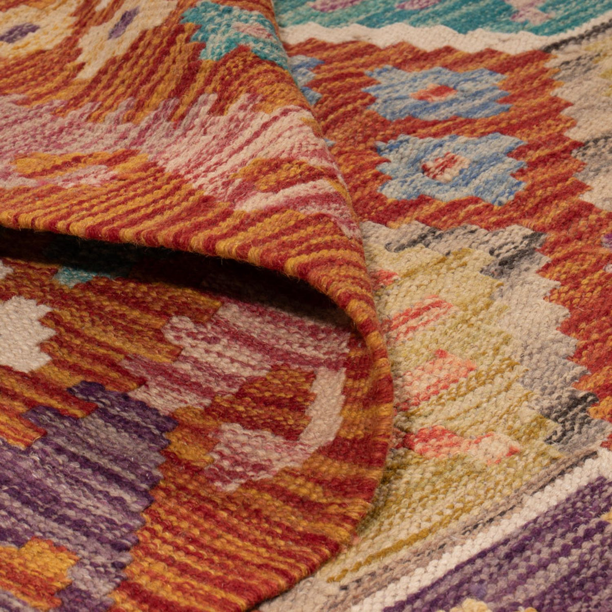 Tapis Kelim - Splash - 247 x 201 cm - multicolore