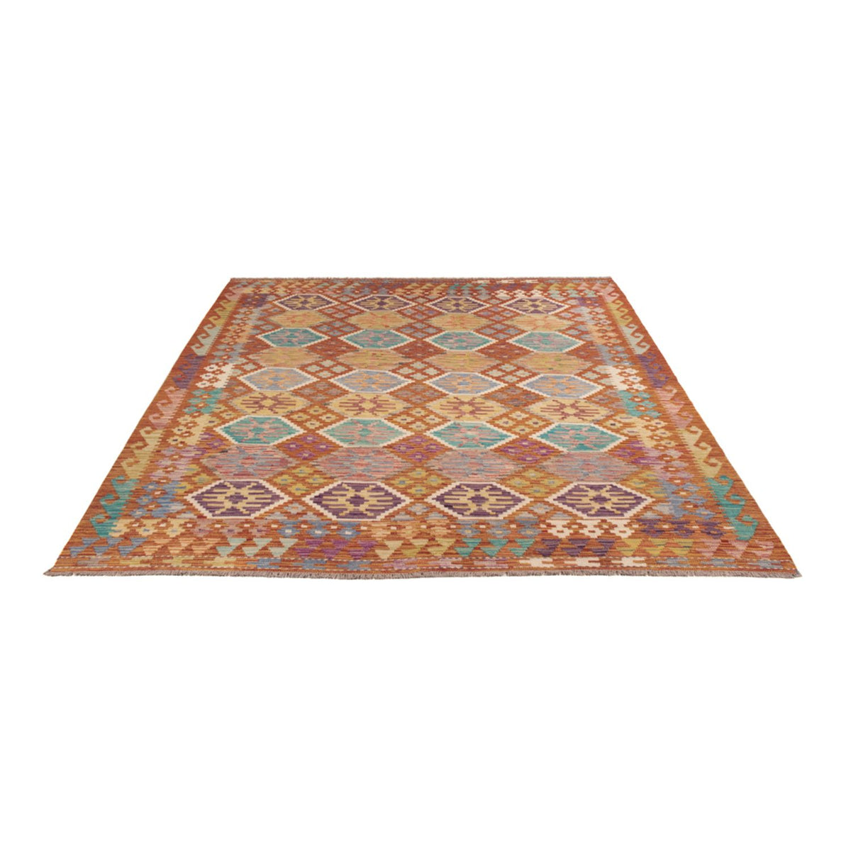 Tapis Kelim - Splash - 247 x 201 cm - multicolore