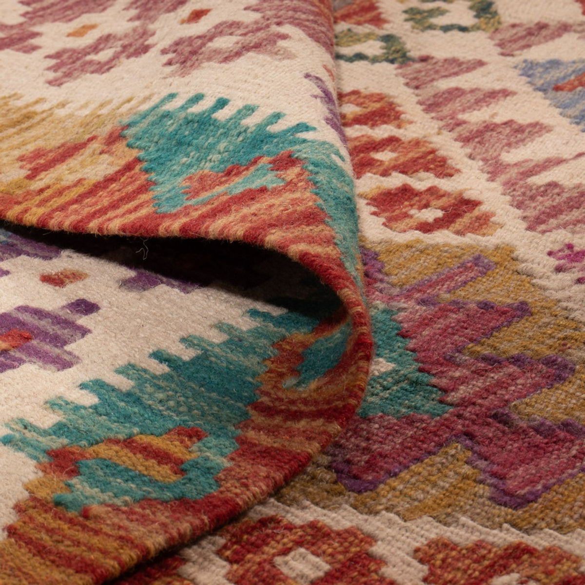 Tapis Kelim - Splash - 246 x 204 cm - multicolore