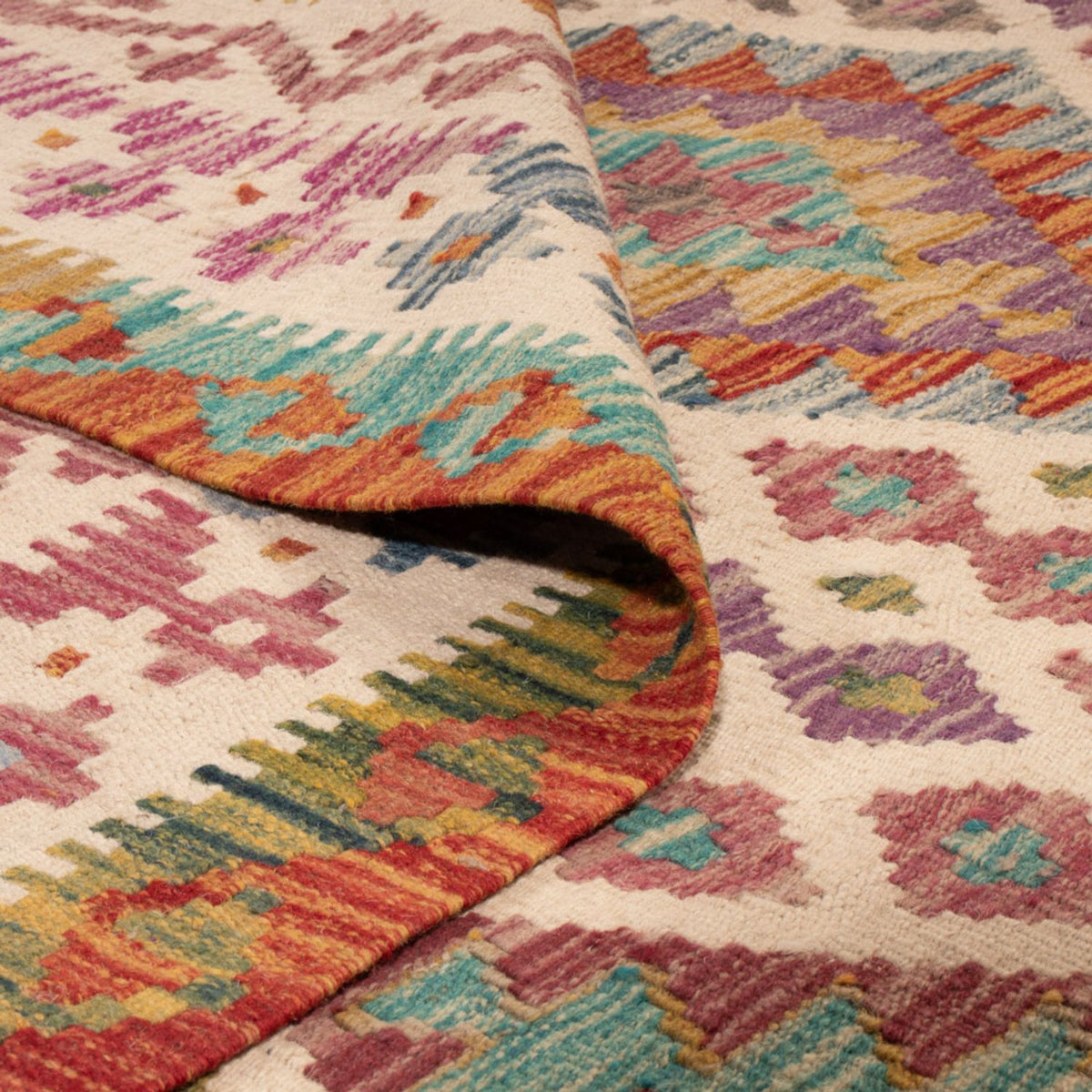 Tapis Kelim - Splash - 243 x 201 cm - multicolore