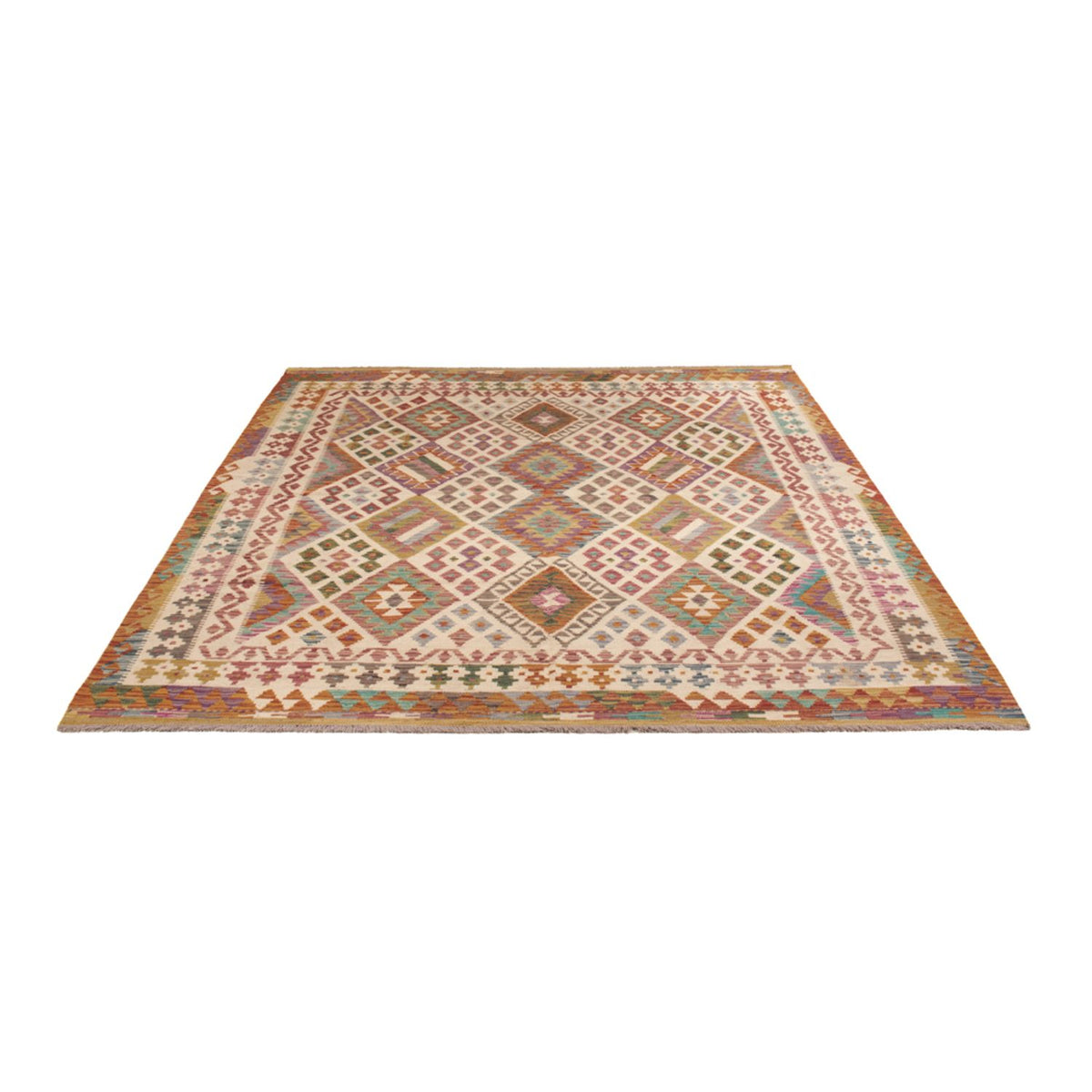 Tapis Kelim - Splash - 243 x 201 cm - multicolore
