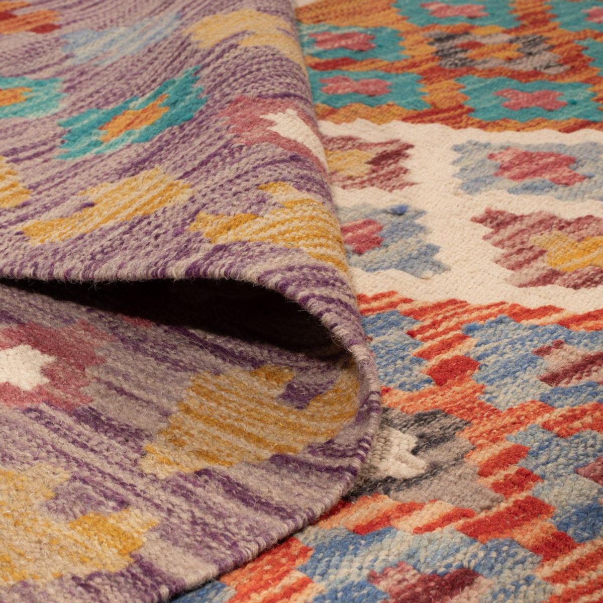 Tapis Kelim - Splash - 255 x 205 cm - multicolore