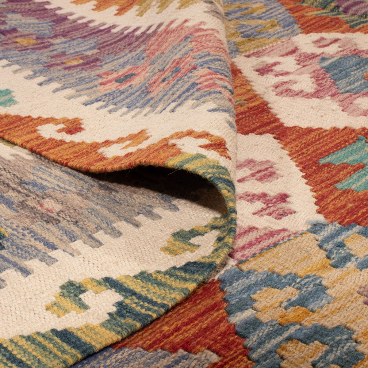 Tapis Kelim - Splash - 256 x 198 cm - multicolore