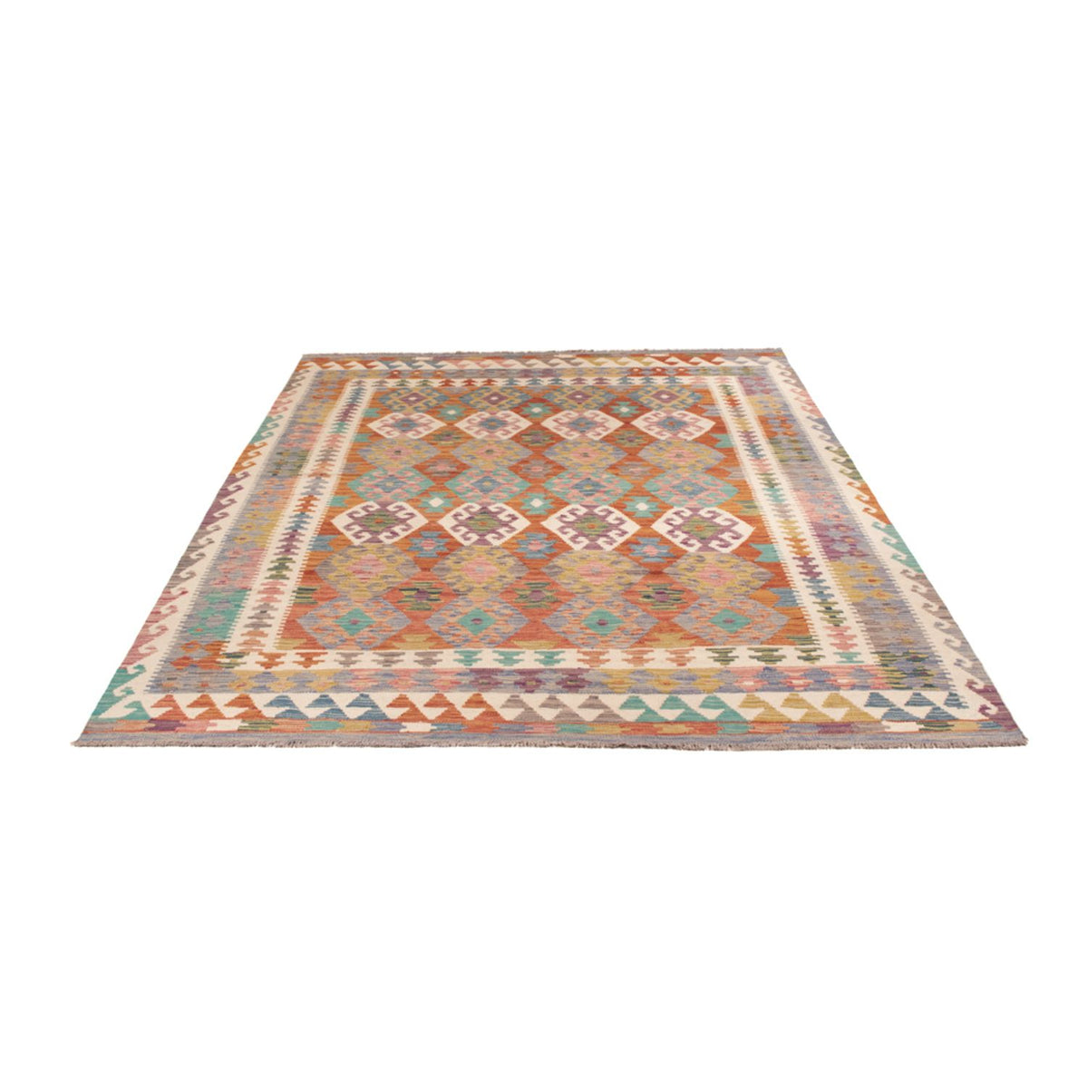 Tapis Kelim - Splash - 256 x 198 cm - multicolore