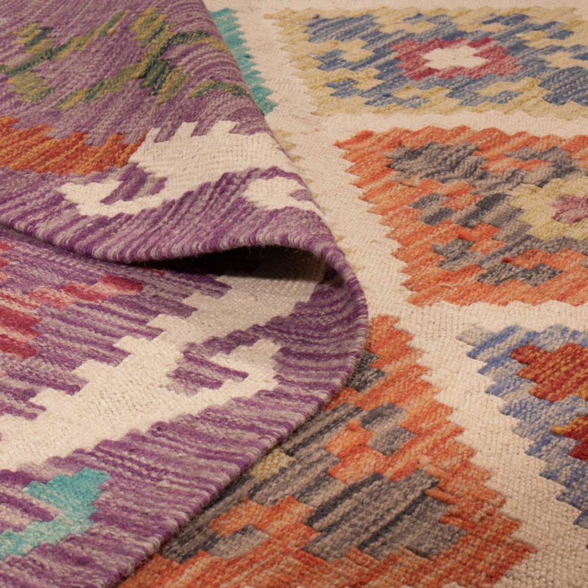 Tapis Kelim - Splash - 246 x 206 cm - multicolore