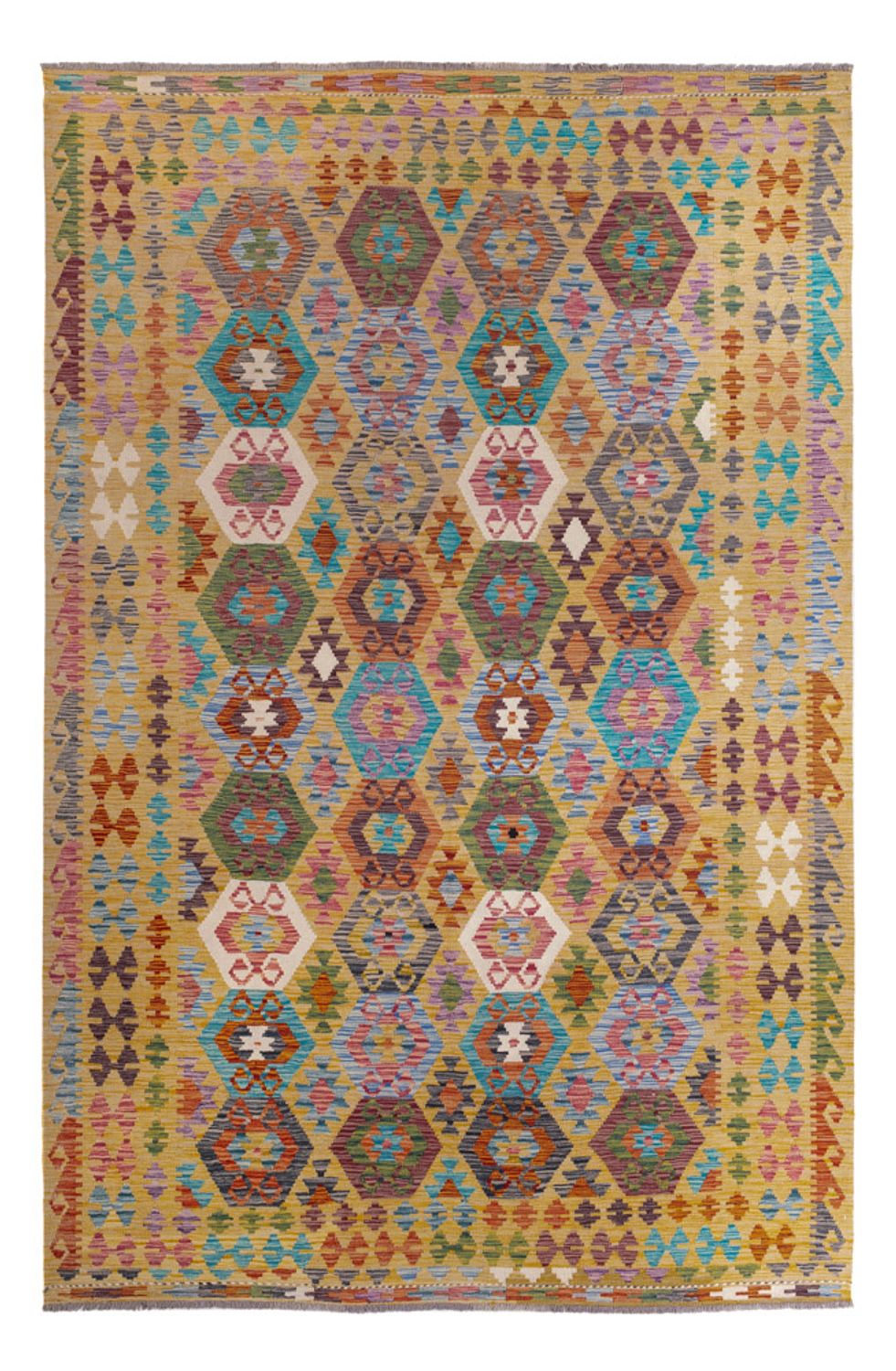 Tapis Kelim - Splash - 306 x 208 cm - multicolore