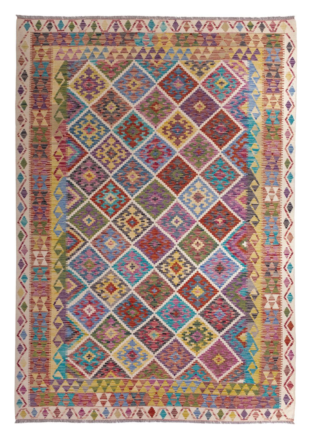 Tapis Kelim - Splash - 285 x 206 cm - multicolore