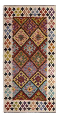 Tapis de couloir Tapis Kelim - Splash - 199 x 101 cm - multicolore