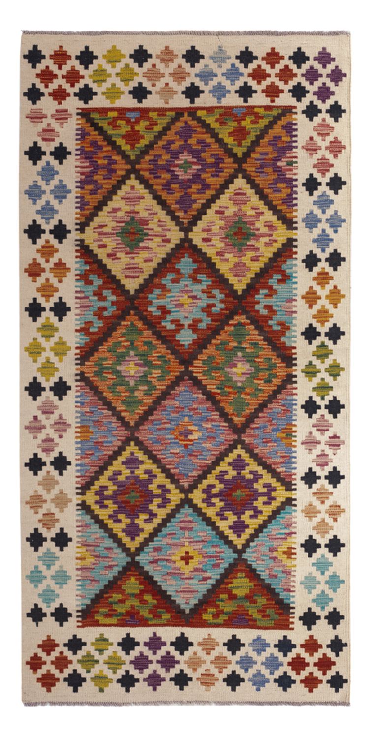 Tapis de couloir Tapis Kelim - Splash - 199 x 101 cm - multicolore