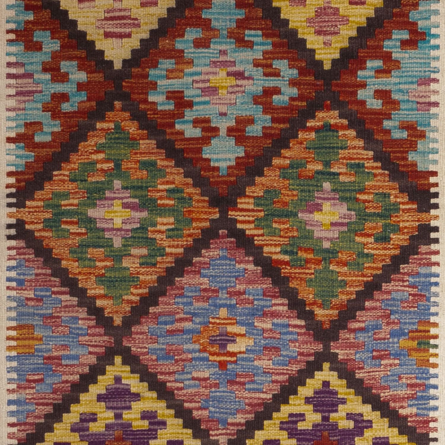 Tapis de couloir Tapis Kelim - Splash - 199 x 101 cm - multicolore