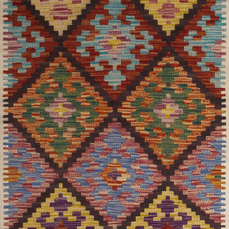 Tapis de couloir Tapis Kelim - Splash - 199 x 101 cm - multicolore