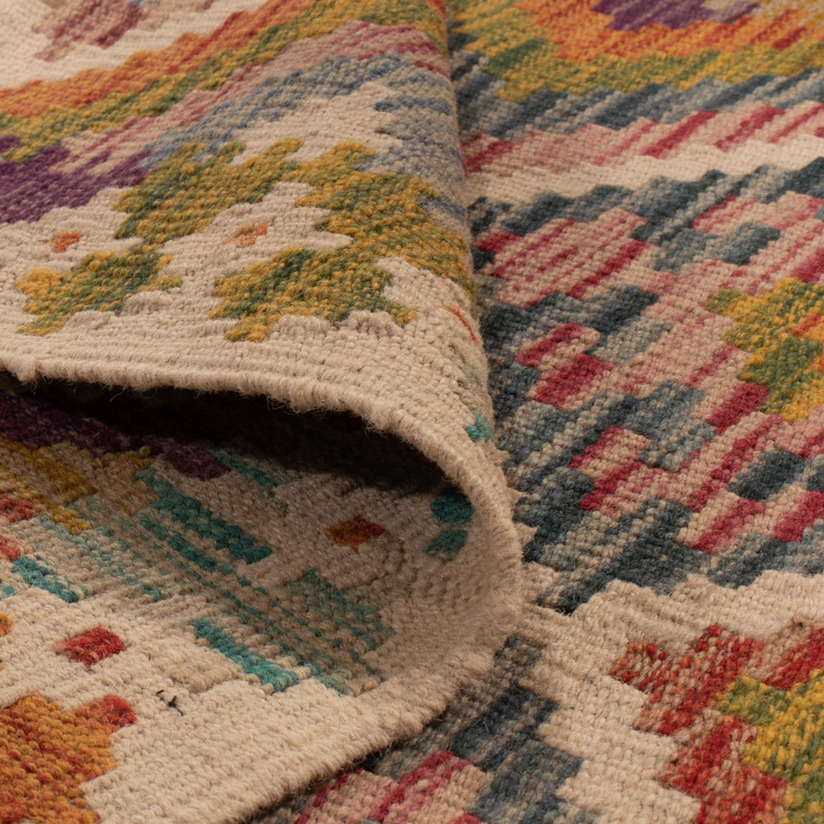 Tapis de couloir Tapis Kelim - Splash - 195 x 95 cm - multicolore