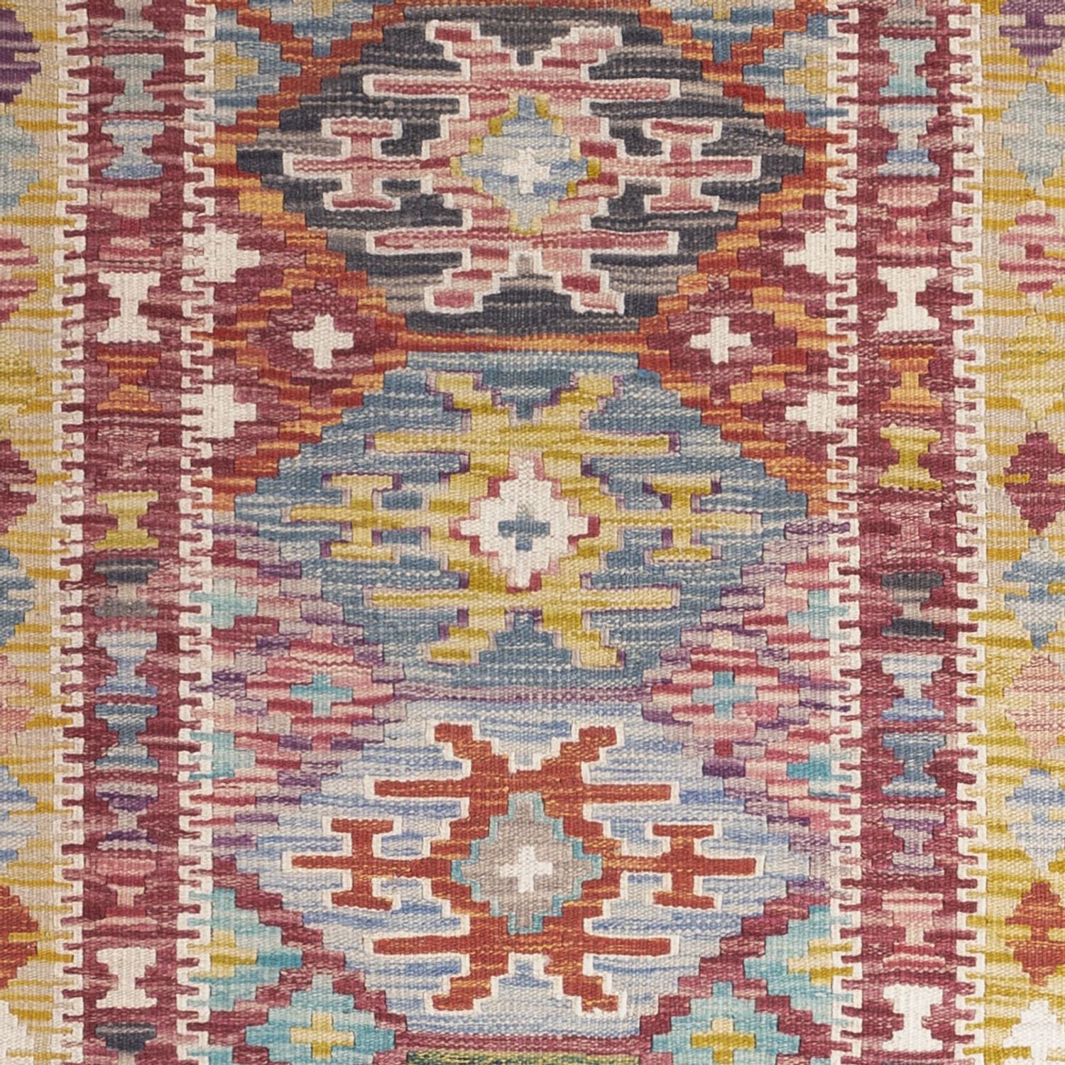 Tapis de couloir Tapis Kelim - Splash - 201 x 94 cm - multicolore