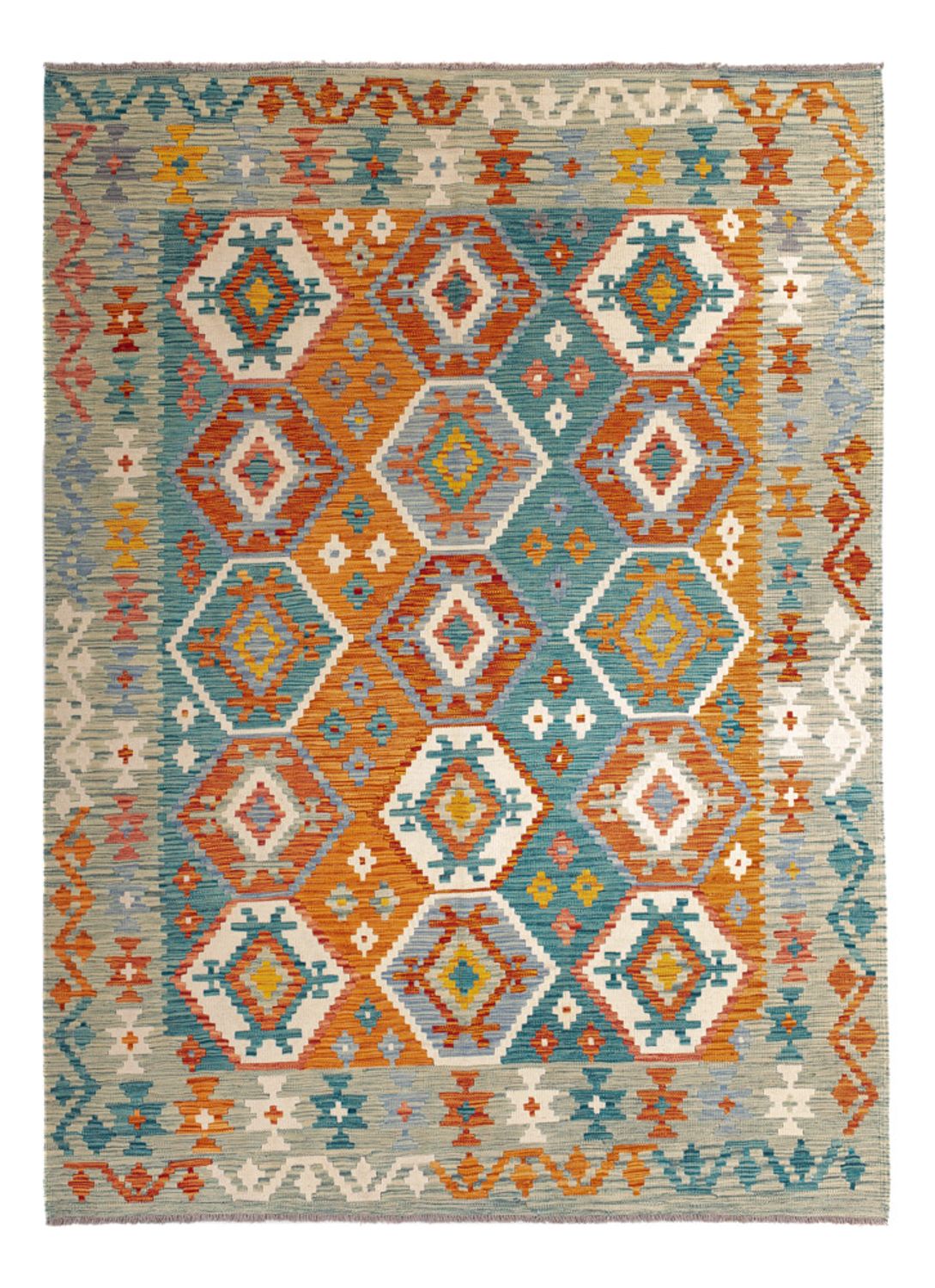 Tapis Kelim - Splash - 248 x 178 cm - multicolore