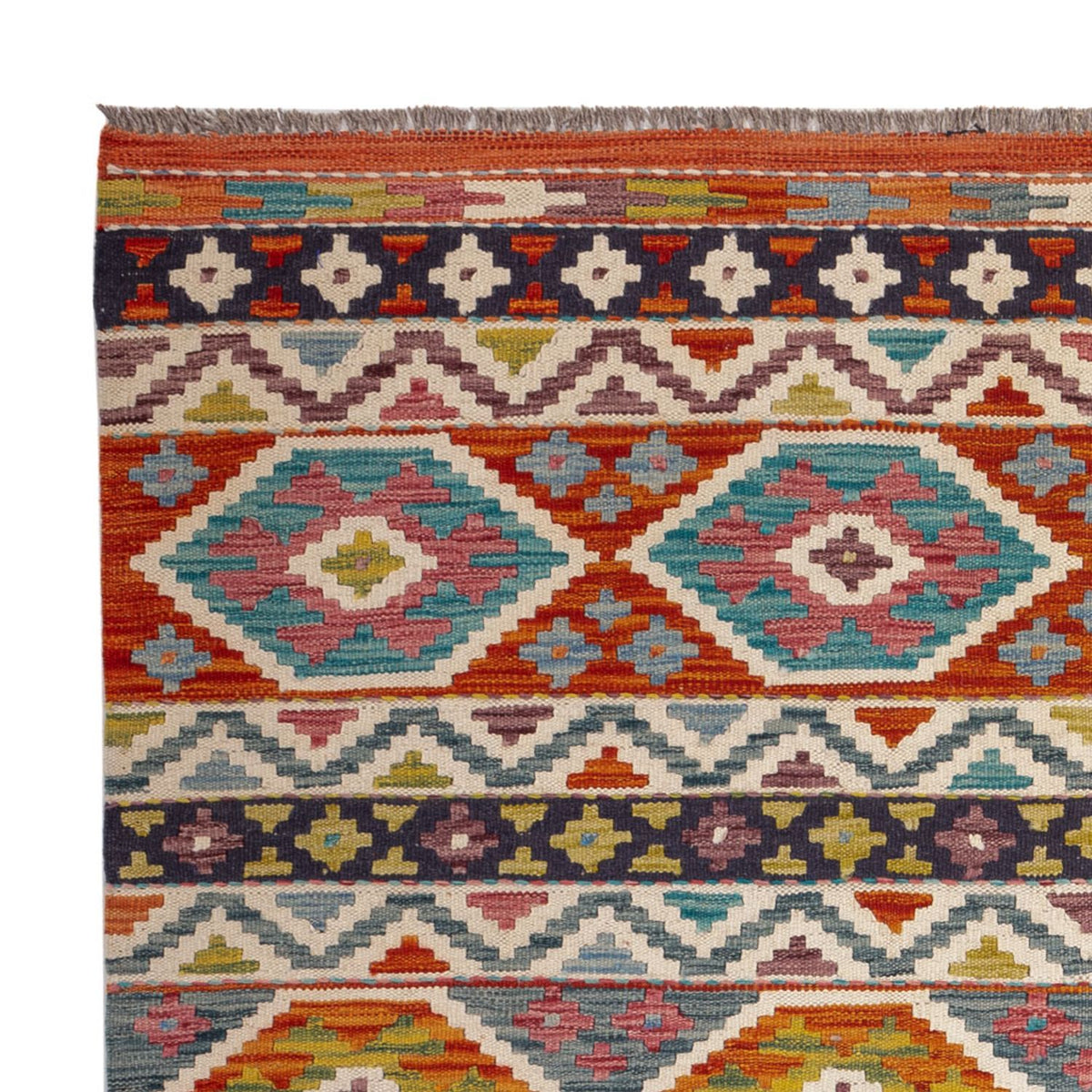 Tapis Kelim - Splash - 197 x 154 cm - multicolore