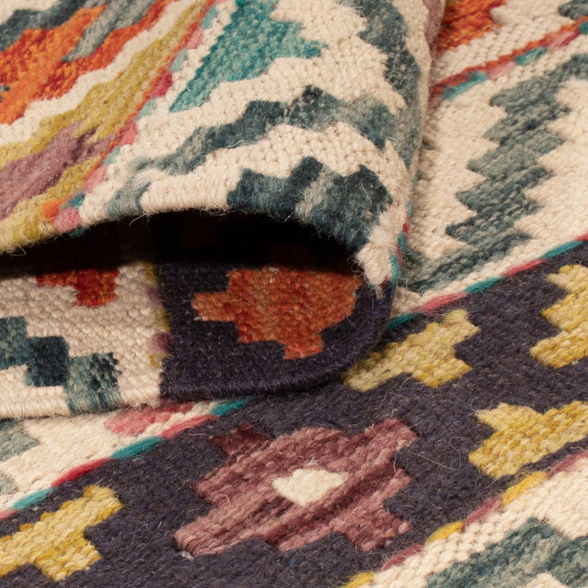 Tapis Kelim - Splash - 197 x 154 cm - multicolore