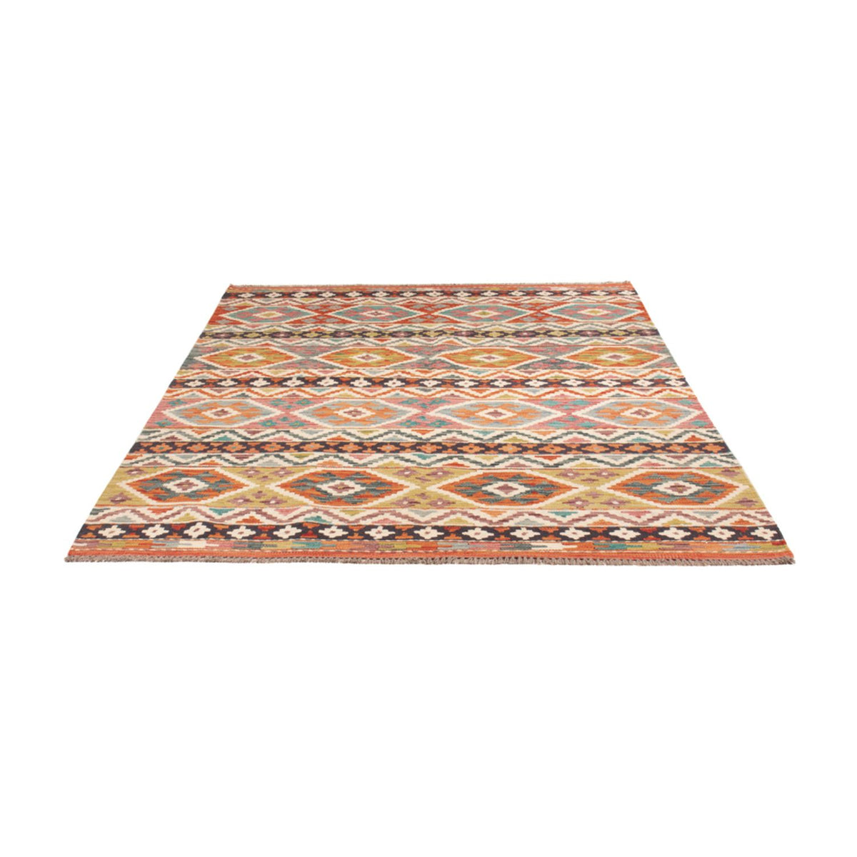 Tapis Kelim - Splash - 197 x 154 cm - multicolore