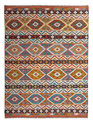 Tapis Kelim - Splash - 198 x 152 cm - multicolore