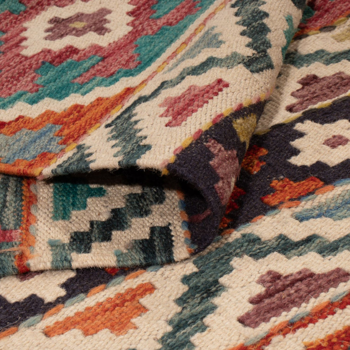 Tapis Kelim - Splash - 198 x 152 cm - multicolore