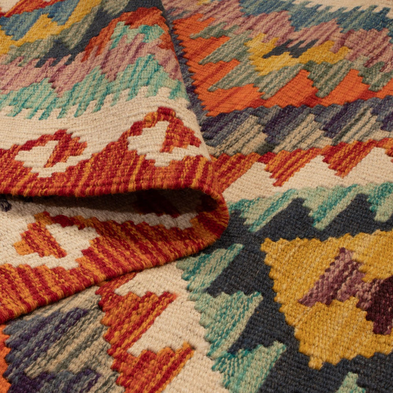 Tapis de couloir Tapis Kelim - Splash - 233 x 87 cm - multicolore
