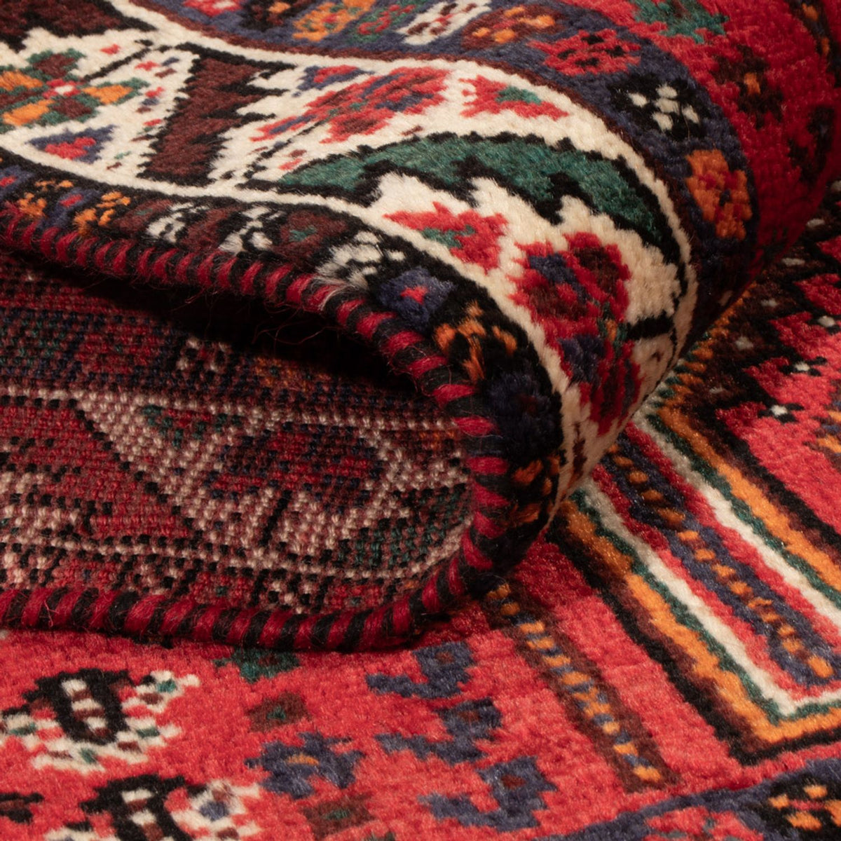 Tapis persan - Nomadic - 142 x 79 cm - rouge foncé