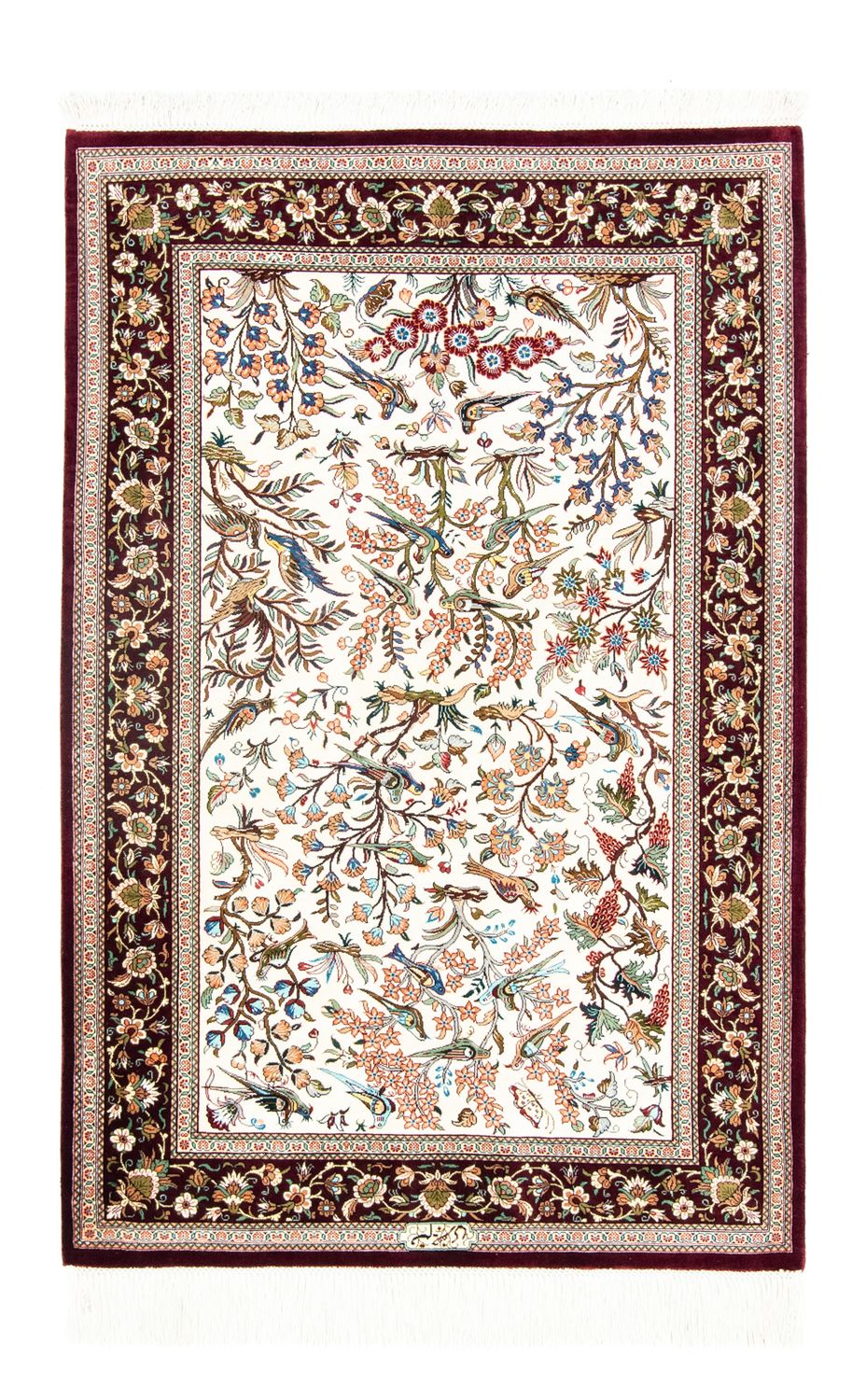 Tapis en soie - Ghom soie - Premium - 123 x 80 cm - beige