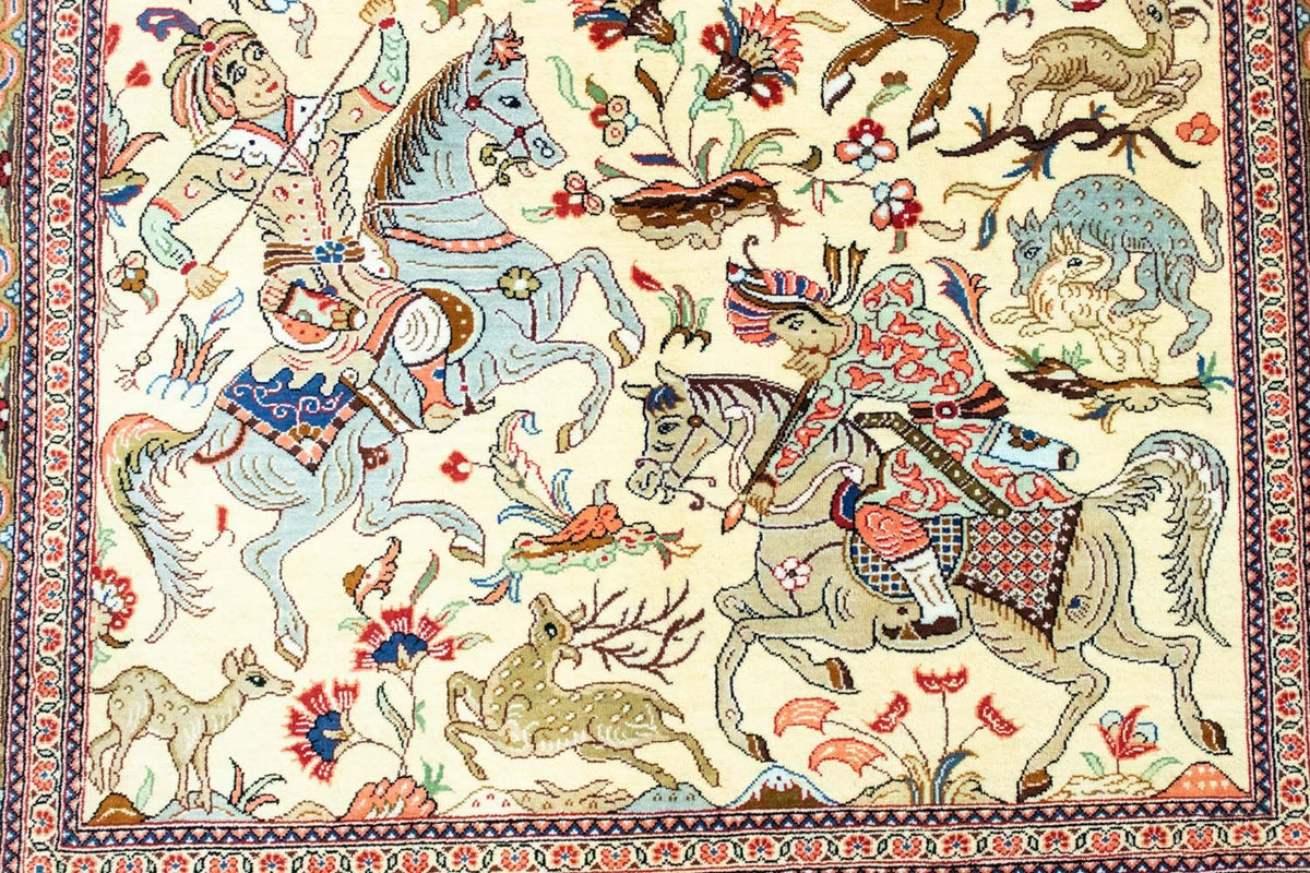 Tapis en soie - Ghom soie - Premium - 121 x 77 cm - beige