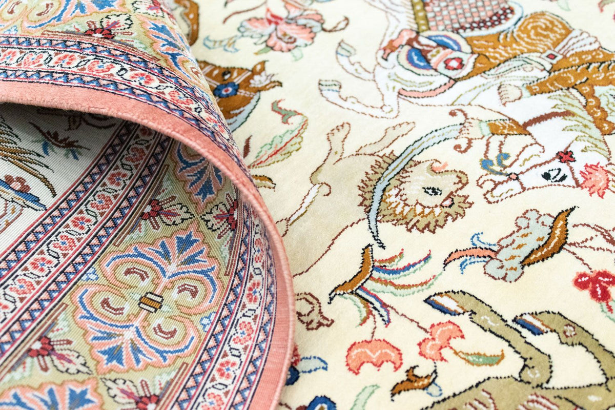 Tapis en soie - Ghom soie - Premium - 121 x 77 cm - beige