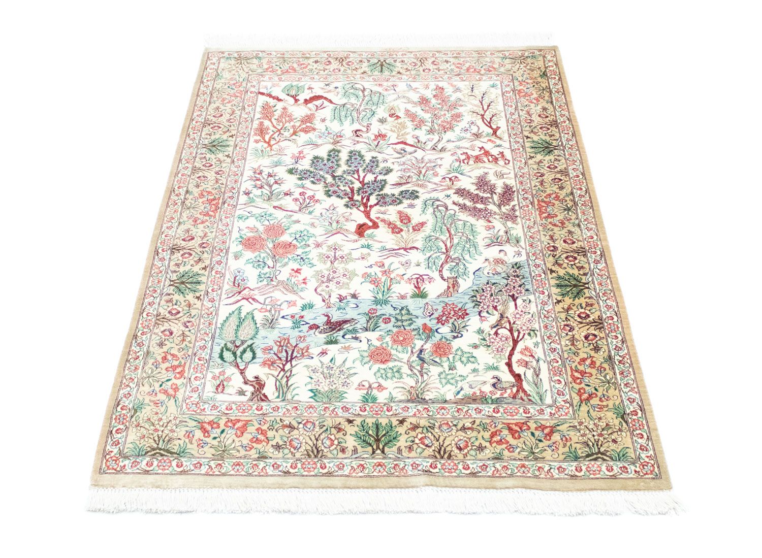 Tapis en soie - Ghom soie - Premium - 122 x 80 cm - beige
