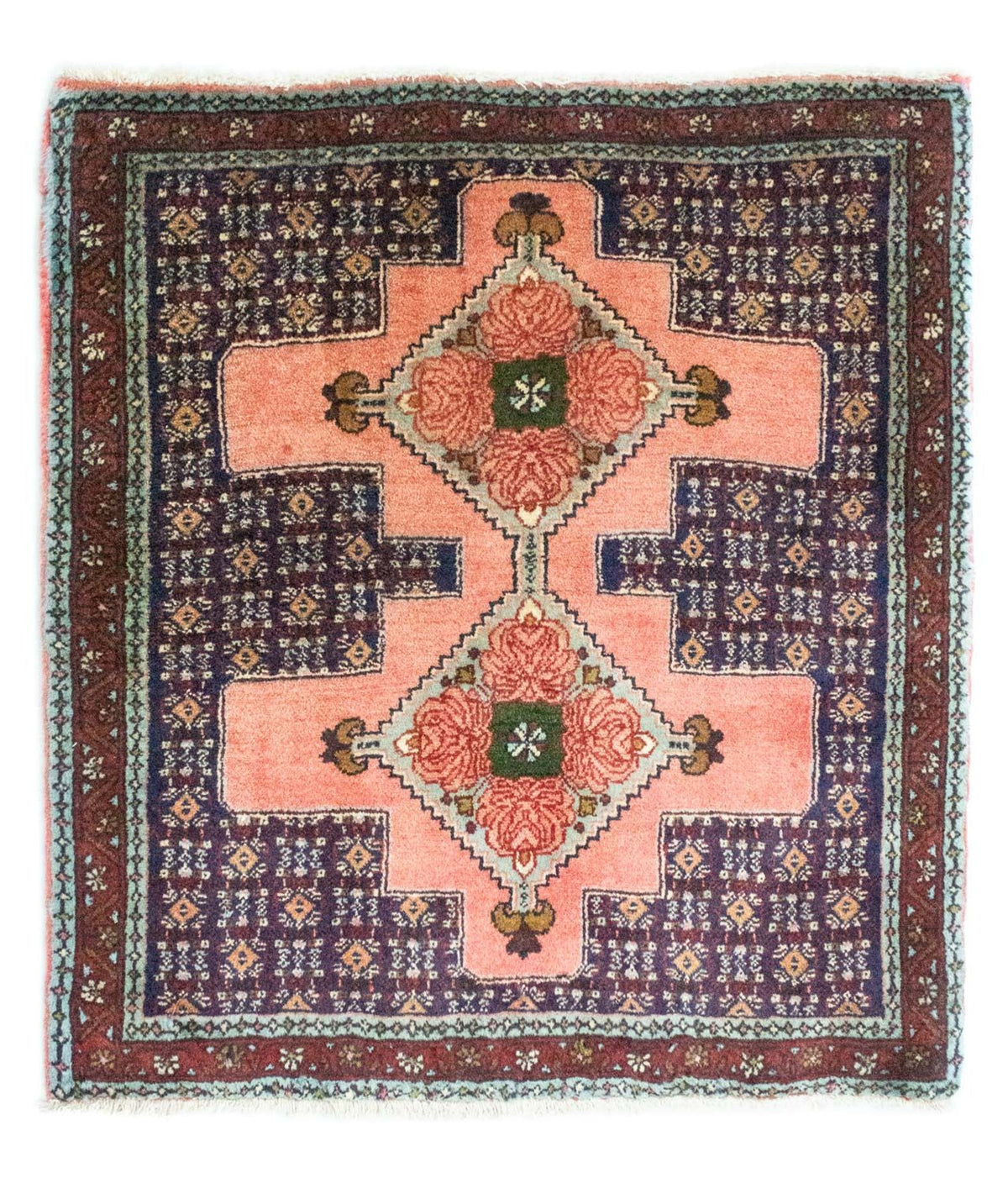 Tapis persan - Classique carré  - 77 x 73 cm - saumon