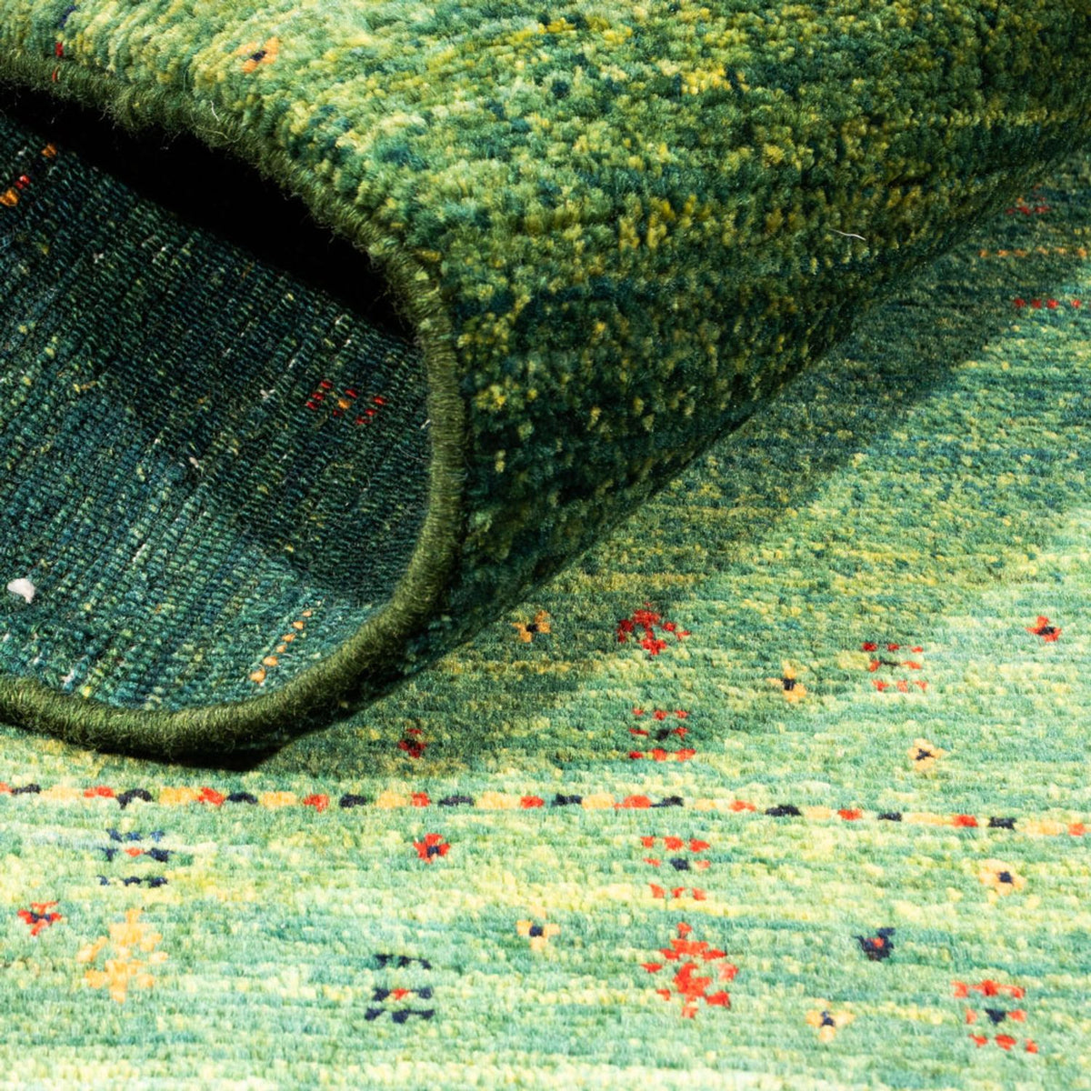 Tapis Gabbeh - Loribaft Persan - 139 x 99 cm - vert