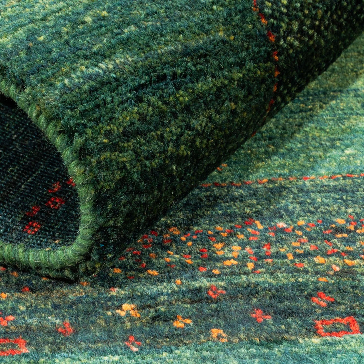 Tapis Gabbeh - Loribaft Persan - 110 x 86 cm - vert