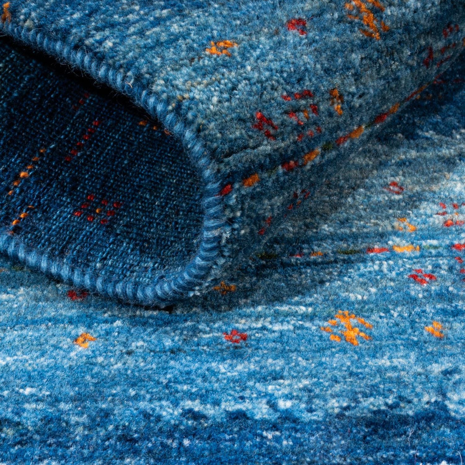Tapis Gabbeh - Loribaft Persan - 112 x 100 cm - bleu