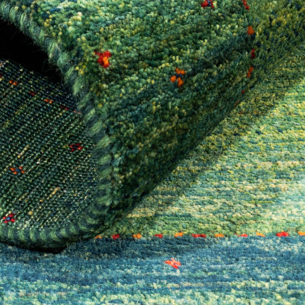 Tapis Gabbeh - Loribaft Persan - 123 x 85 cm - vert