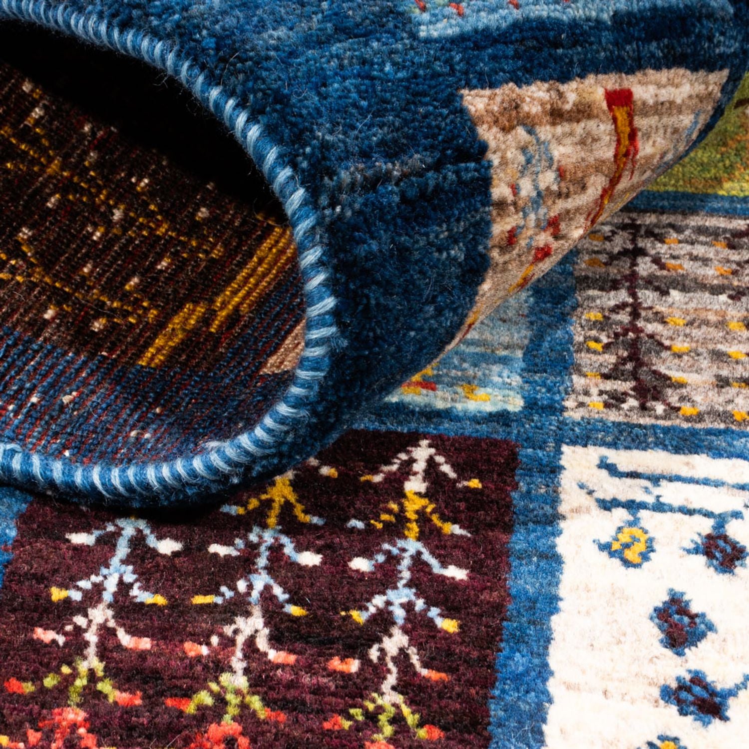Tapis Gabbeh - Loribaft Persan - Royal - 132 x 86 cm - multicolore