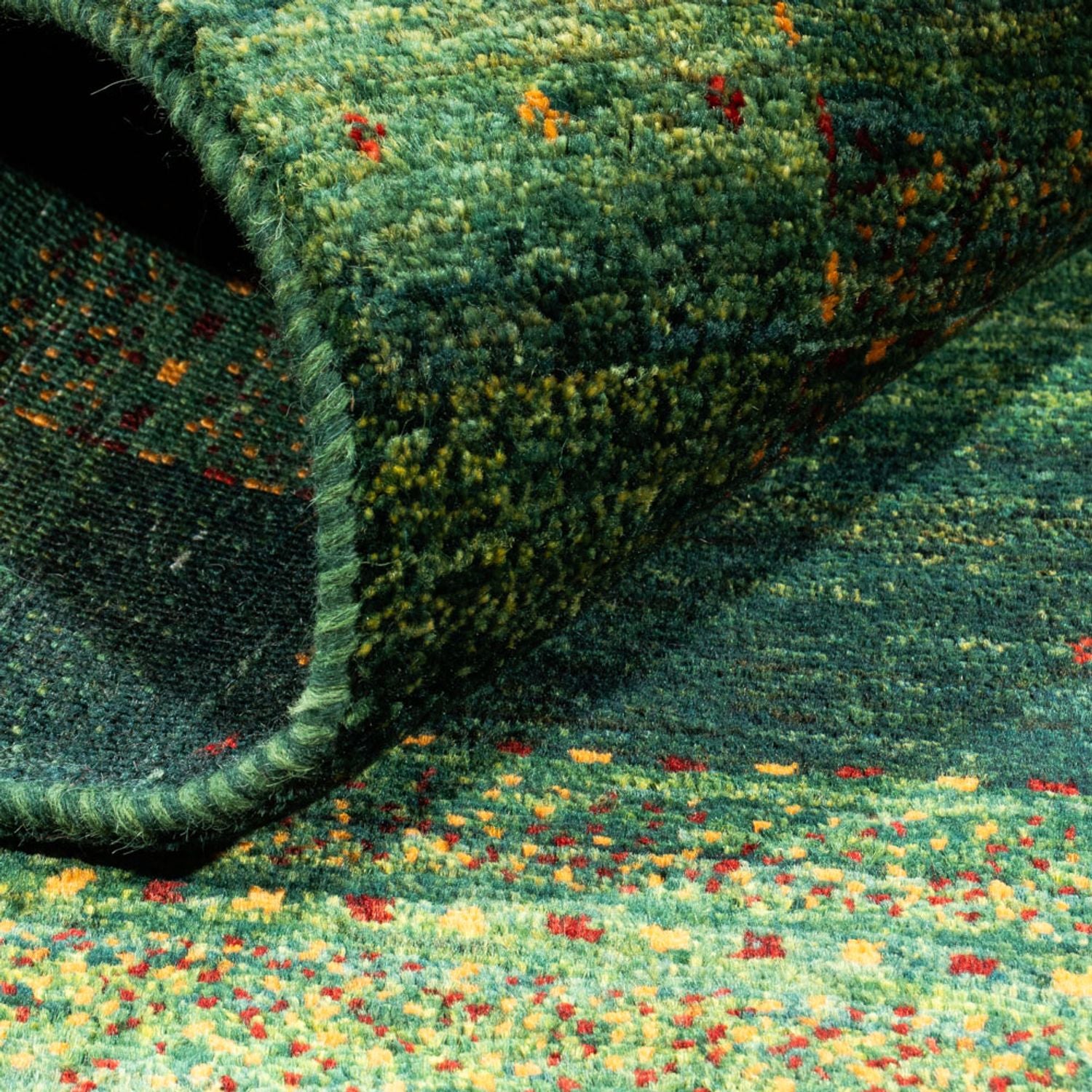 Tapis Gabbeh - Loribaft Persan - 145 x 100 cm - vert