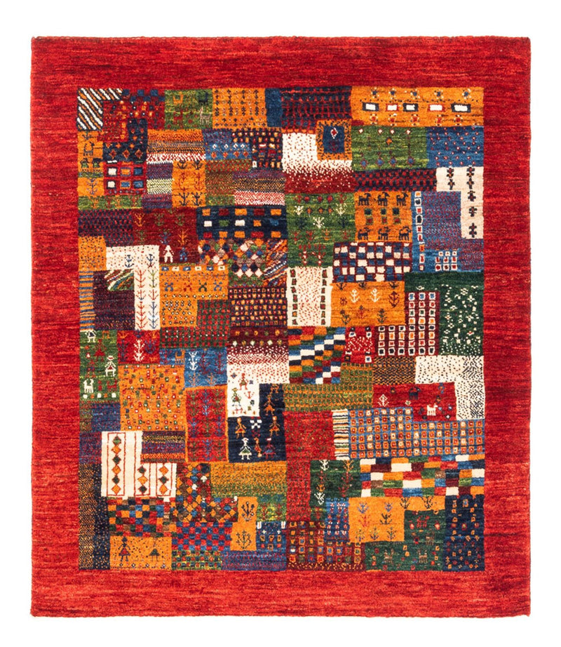Tapis Gabbeh - Loribaft Persan - Royal carré  - 123 x 110 cm - multicolore