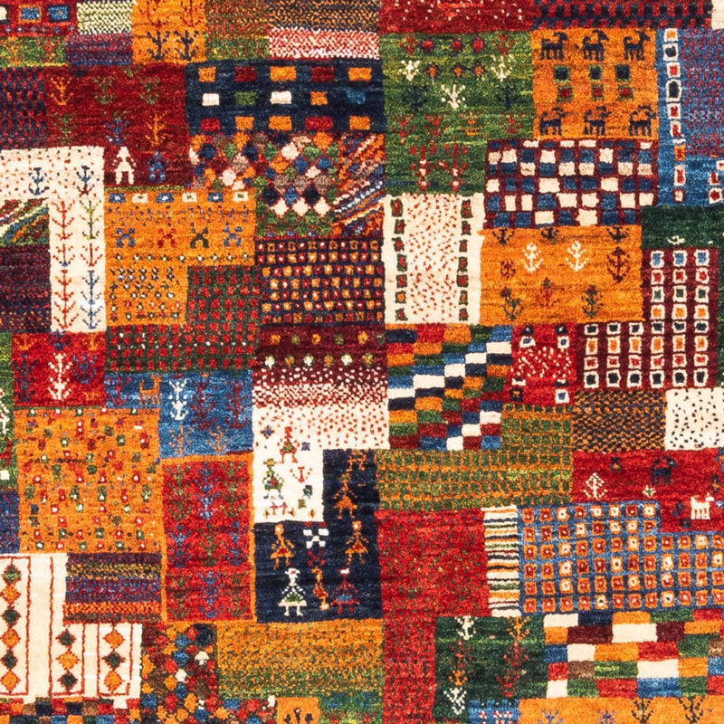 Tapis Gabbeh - Loribaft Persan - Royal carré  - 123 x 110 cm - multicolore