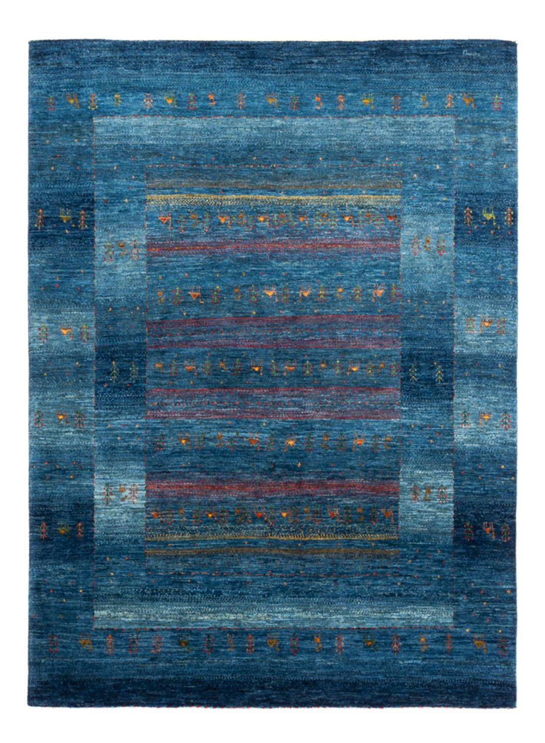 Tapis Gabbeh - Loribaft Persan - 200 x 147 cm - bleu