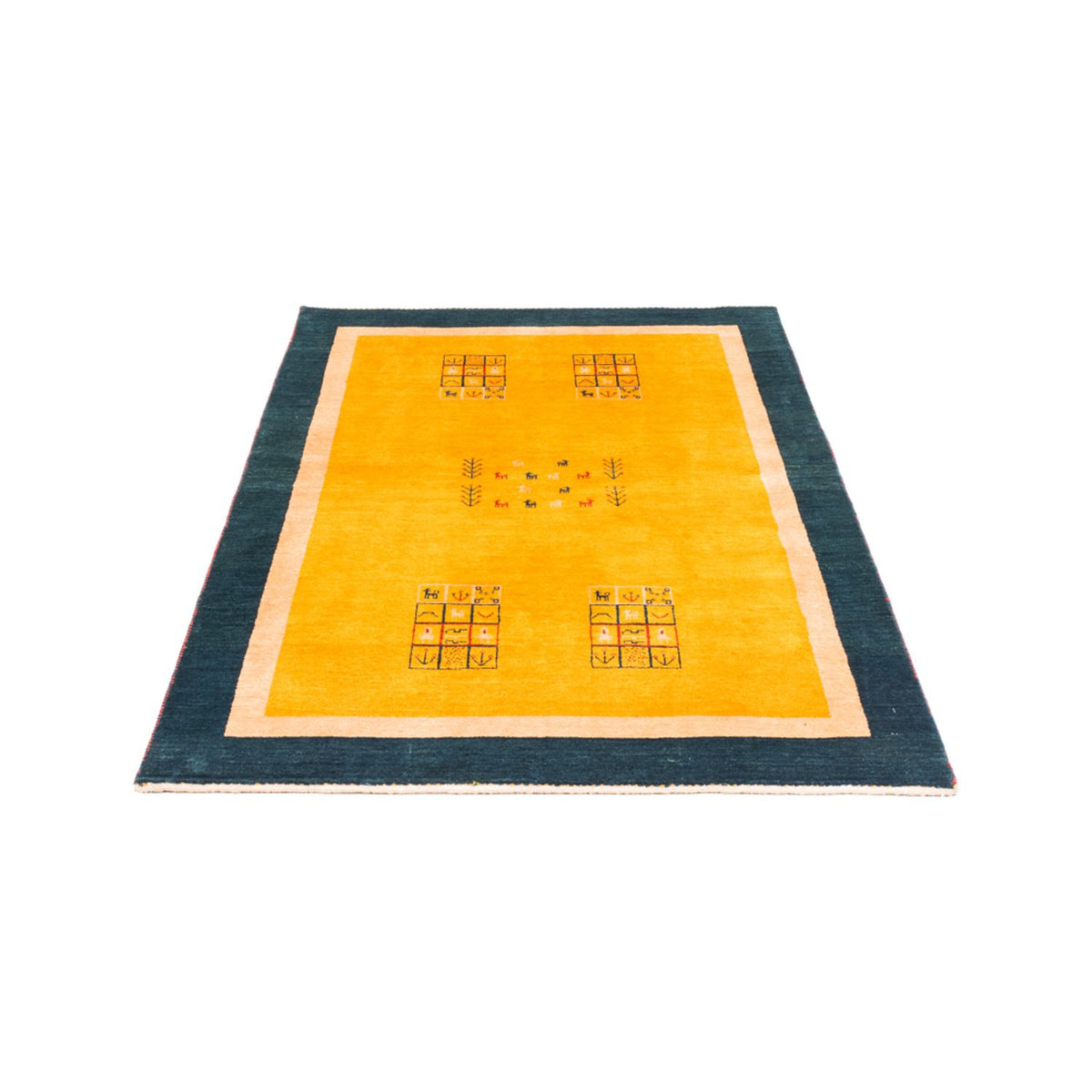 Tapis Gabbeh - Persan - 155 x 108 cm - or