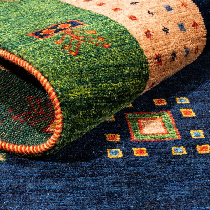 Tapis de couloir Tapis Gabbeh - Persan - 202 x 82 cm - bleu foncé