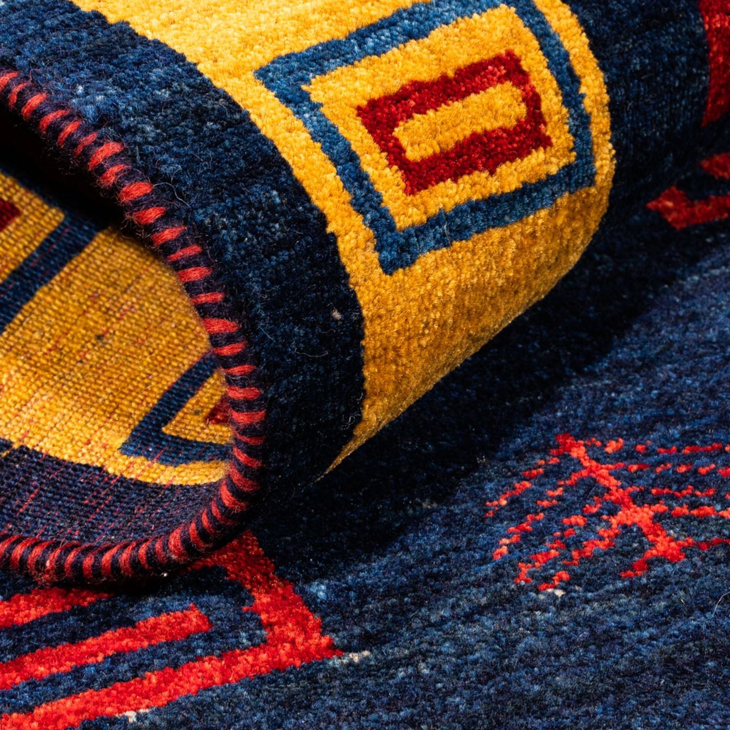 Tapis de couloir Tapis Gabbeh - Persan - 200 x 82 cm - bleu foncé