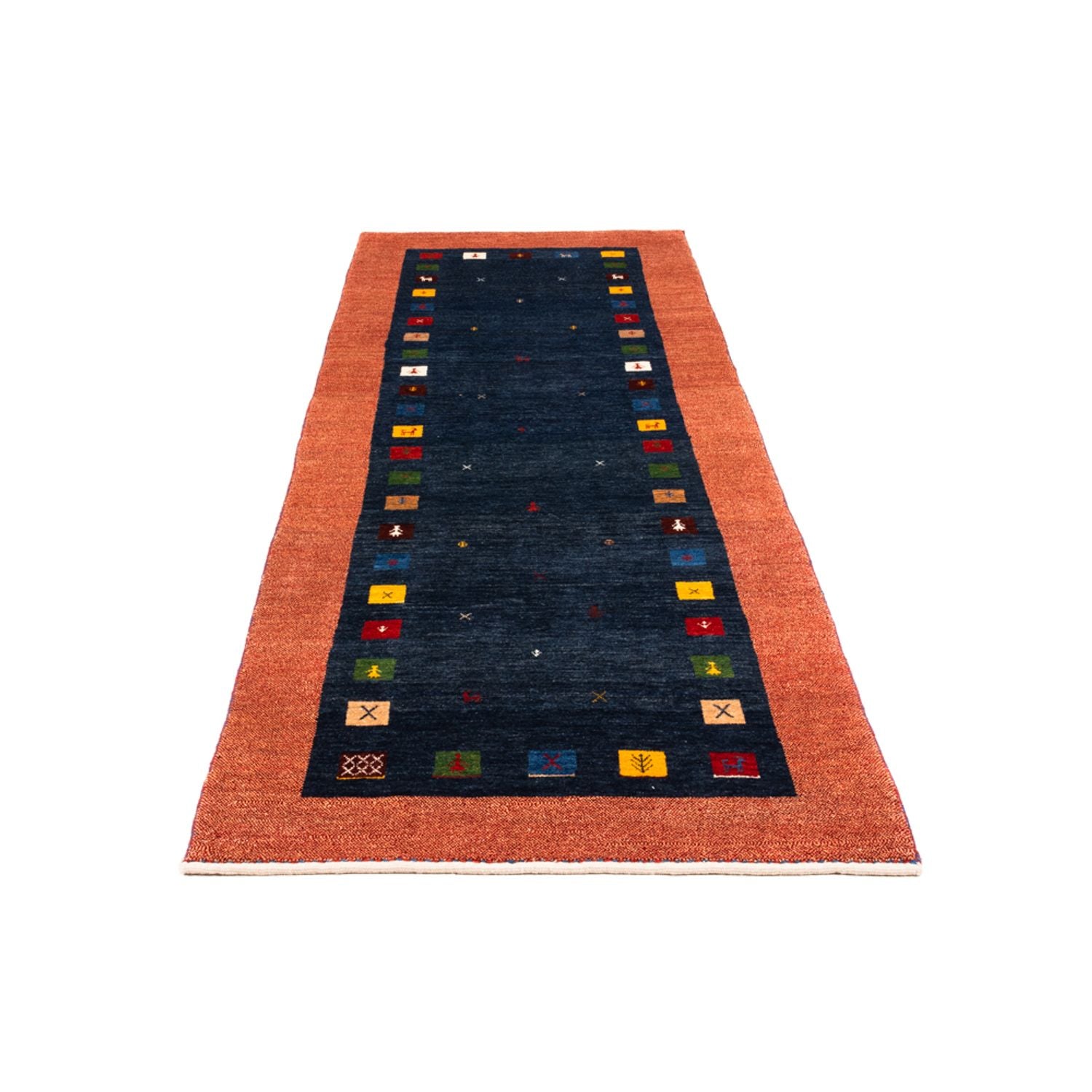 Tapis de couloir Tapis Gabbeh - Persan - 236 x 85 cm - bleu foncé
