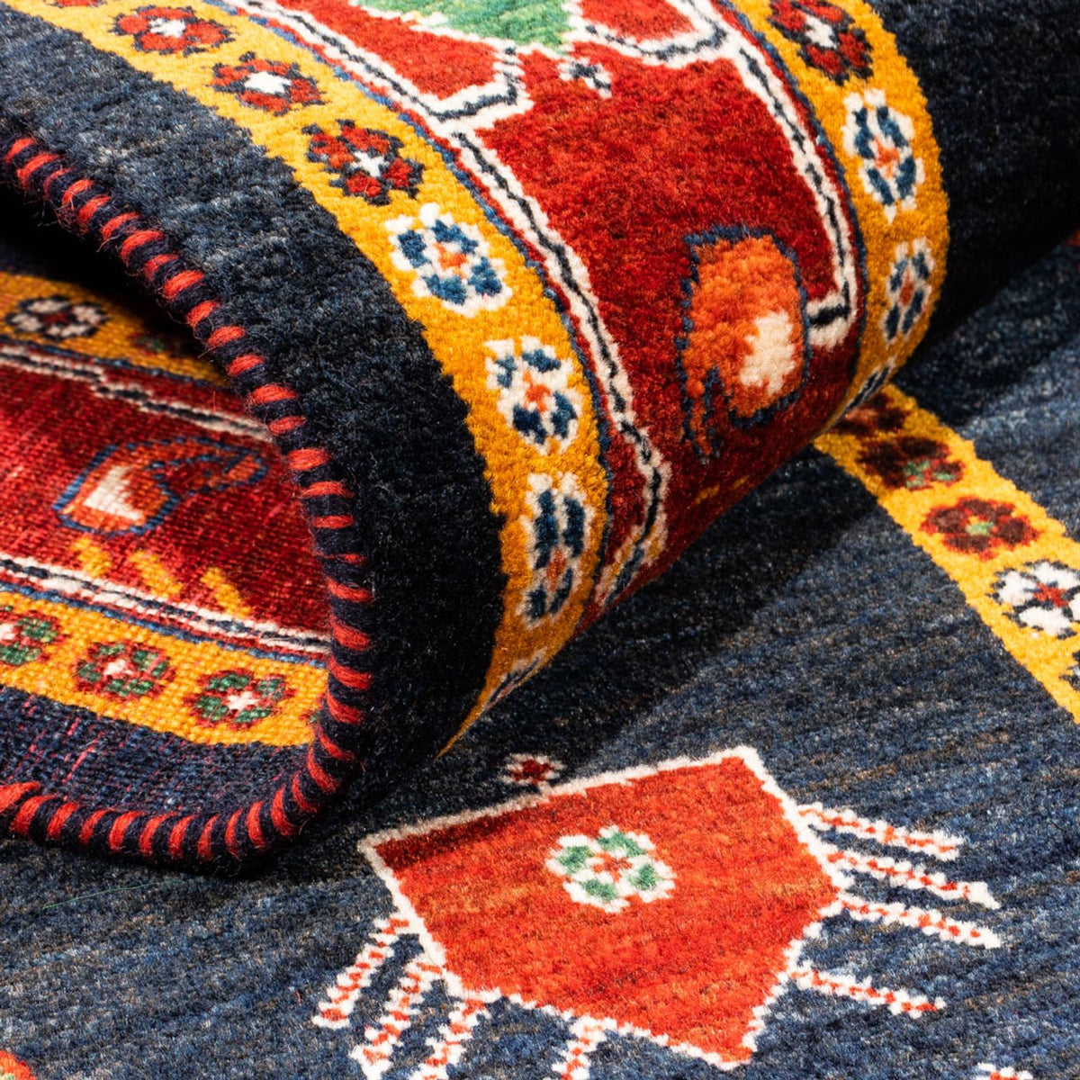 Tapis Gabbeh - Persan - 235 x 150 cm - bleu foncé