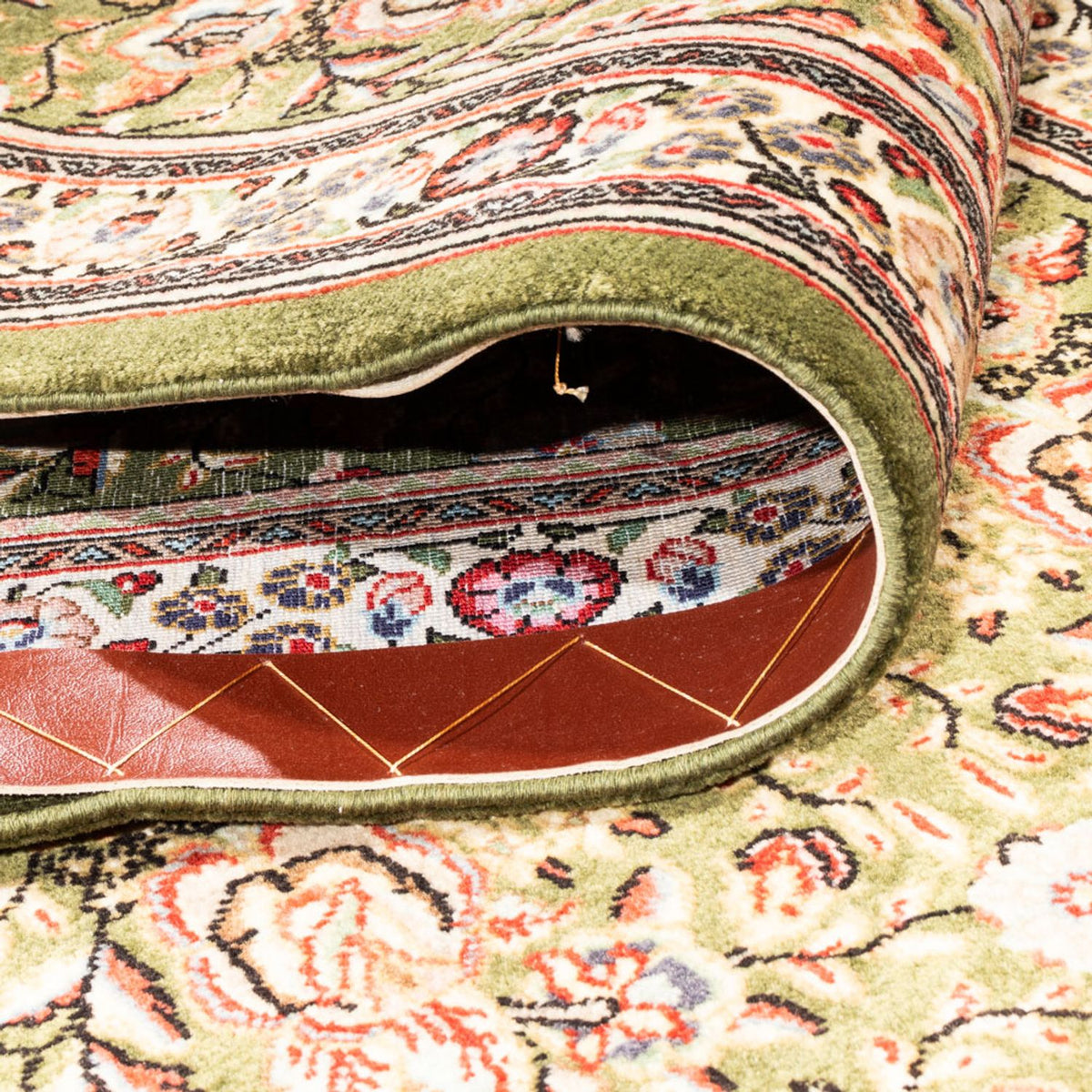 Tapis de couloir Tapis persan - Ghom - 295 x 80 cm - vert