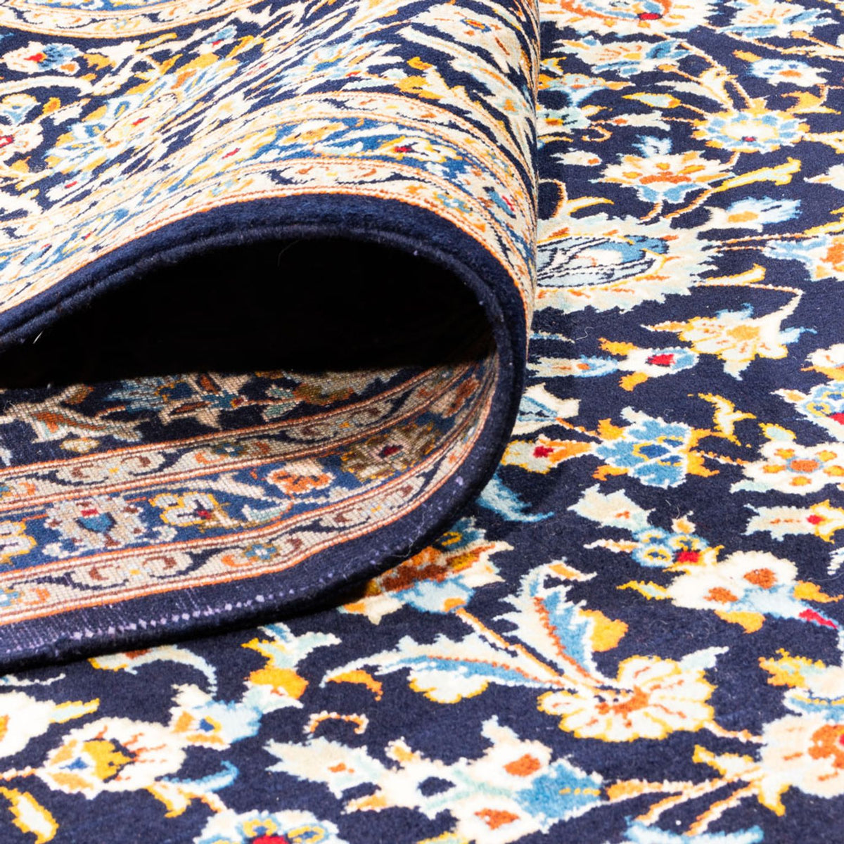 Tapis persan - Keshan - 369 x 267 cm - bleu foncé